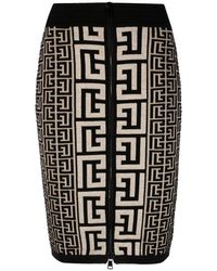Balmain - Monogram knit skirt - Lyst