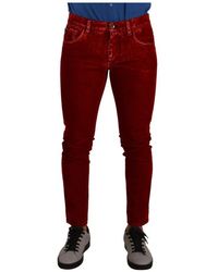 Dolce & Gabbana - Rote skinny denim jeans aus baumwoll-stretch - Lyst