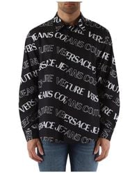 Versace - Camicia regular fit in cotone con stampa logo all-over - Lyst