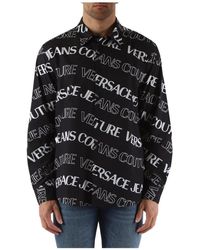 Versace - Regular fit baumwollhemd mit all-over-logo-print - Lyst