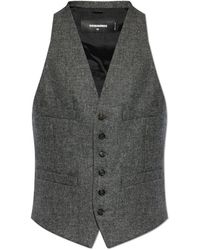 DSquared² - Jassen ,Grijs ,Wol Wool Vest - Lyst