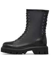 Loriblu - Gummierte Combat Boots Aus Kalbsleder - Lyst