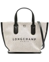Longchamp - Canvas logo print schultertasche - Lyst