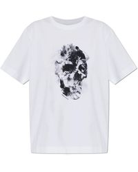 McQueen - Tops ,Wit ,Katoen Skull Print T-Shirt - Lyst
