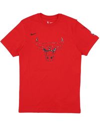 Nike - Fitness ,Rood ,Katoen Chicago Bulls Tee Celebration - Lyst