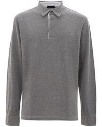 Corneliani - Tops ,Grijs ,Katoen Polo Shirt Met Lange Mouwen - Lyst