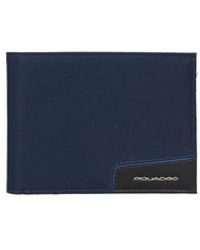 Piquadro - Accessoires ,Blauw ,Nylon Portemonnee Met Muntvak - Lyst
