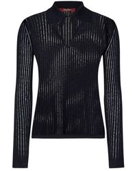 Max Mara - Blauer, Gerippter Polo-Rollkragenpullover - Lyst