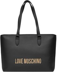 Love Moschino - Borsa shopper nera con dettagli in oro - Lyst
