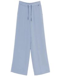 Herno - Broeken ,Blauw ,Katoen Drawstring Palazzo Broek - Lyst