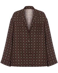 Moschino - Overhemden ,Bruin ,Zijden Bruine Top Met Lange Mouwen - Lyst