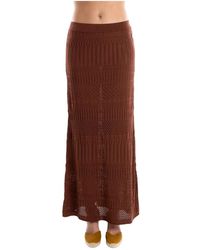 Akep - Rokken ,Bruin ,Polyester Lange Gehaakte Gebreide Rok - Lyst