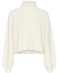 Gestuz - Truien & Vesten ,Wit ,Katoen Korte Pullover Trui Met Pofmouwen - Lyst