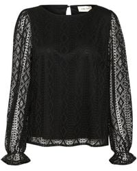 Cream - Overhemden ,Zwart ,Elegante Zwarte Blouse Met Pofmouwen - Lyst