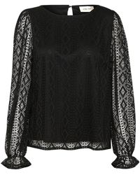 Cream - Overhemden ,Zwart ,Elegante Zwarte Blouse Met Pofmouwen - Lyst