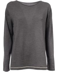 Le Tricot Perugia - Truien & Vesten ,Grijs ,Wol Trui Van Zuivere Wol Met Lurex-Detail - Lyst