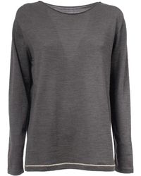 Le Tricot Perugia - Truien & Vesten ,Grijs ,Wol Trui Van Zuivere Wol Met Lurex-Detail - Lyst