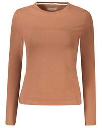 Guess - Braunes Baumwoll Damen T-Shirt Mit Stickerei - Lyst