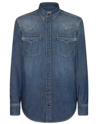 Dondup - Overhemden ,Blauw ,Denim Western Denim Shirt - Lyst