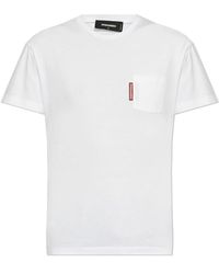 DSquared² - Tops ,Wit ,Katoen T-Shirt Met Print - Lyst