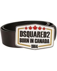 DSquared² - Cintura in pelle nera con fibbia logo - Lyst