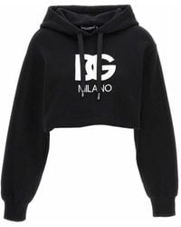 Dolce & Gabbana - Hoodies & Sweatvesten ,Zwart ,Hoodie Met Geborduurd Logo - Lyst