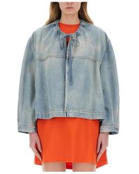 MSGM - Oversized Cropped Denim Jack - Lyst
