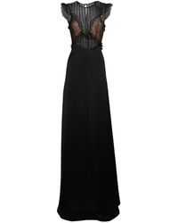 Genny Long lace embroidered dress - Schwarz