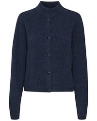 Gestuz - Truien & Vesten ,Blauw ,Zachte Gebreide Vest Donker Melange - Lyst