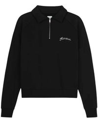flâneur - Hoodies & Sweatvesten ,Zwart ,Katoen Signature Raglan Half Zip - Lyst