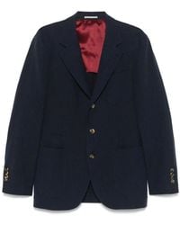 Brunello Cucinelli - Dunkelblaue jacke mit knopfverschluss - Lyst
