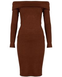 Guess - Kleedjes ,Bruin ,Elegante Zomer Midi Jurk - Lyst