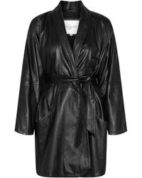 Envelope - Jassen ,Zwart ,Leer Oversized Leren Jas Met Saddle Mouwen - Lyst