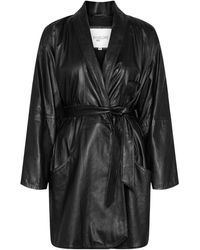 Envelope - Jassen ,Zwart ,Leer Oversized Leren Jas Met Saddle Mouwen - Lyst