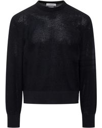 Thom Browne - Wool Crepe 4-Bar Relaxed Fit Pullover - Lyst
