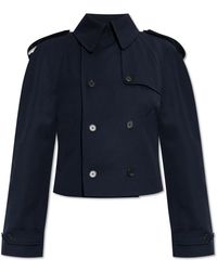 McQueen - Jassen ,Blauw ,Katoen Korte Double-Breasted Jas - Lyst