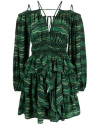 Ulla Johnson - Groene Zijden Mini Jurk - Lyst