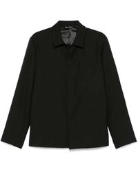 Costumein - Jassen ,Zwart ,Wol Zwarte Wollen Jas Met Klassieke Kraag - Lyst