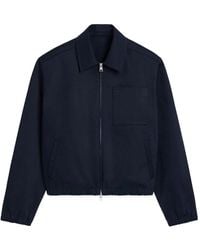 Ami Paris - Blauer Zip-Sweater Mit Logo-Stickerei - Lyst