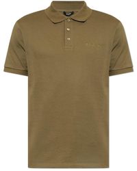 Balmain - Tops ,Groen ,Katoen Piqué Polo Shirt Van Katoen Met Geborduurd Logo - Lyst