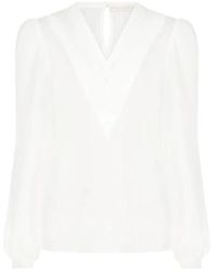 Rinascimento - Georgette-bluse mit v-ausschnitt, langen ärmeln - Lyst