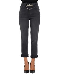 Liu Jo - Jeans in denim nero con cintura abbinata - Lyst