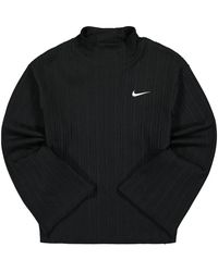 Nike - Fitness ,Zwart ,Polyester Nsw Essential Rib Mock Long Sleeve Top - Lyst