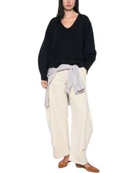 Soft Goat - Truien & Vesten ,Blauw ,Kasjmier Puff Sleeve V-Neck - Lyst