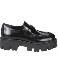 Prada - Schoenen ,Zwart ,Leer Mocassins Van Geborsteld Leer - Lyst