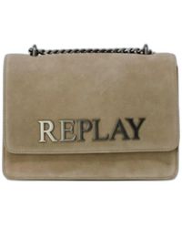 Replay - Leder schultertasche mit clipverschluss - Lyst