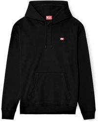 DIESEL - Hoodies & Sweatvesten ,Zwart ,Katoen Zwarte Katoenen Hoodie Met Normale Pasvorm - Lyst