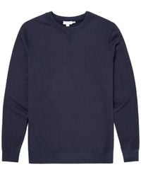 Sunspel - Hoodies & Sweatvesten ,Blauw ,Katoen Loopback Sweatshirt - Lyst