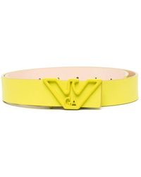 Emporio Armani - Cintura in pelle gialla con motivo testa di aquila - Lyst