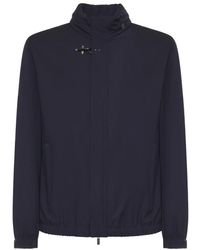 Fay - Jassen ,Blauw ,Polyester Short Travel Bomber Jacket - Lyst